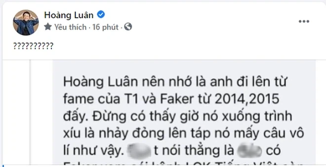 Toàn cảnh drama fan Faker và BLV Hoàng Luân tranh cãi nảy lửa sau nhận xét Faker có mặt cho đủ đội hình T1 - Ảnh 3.