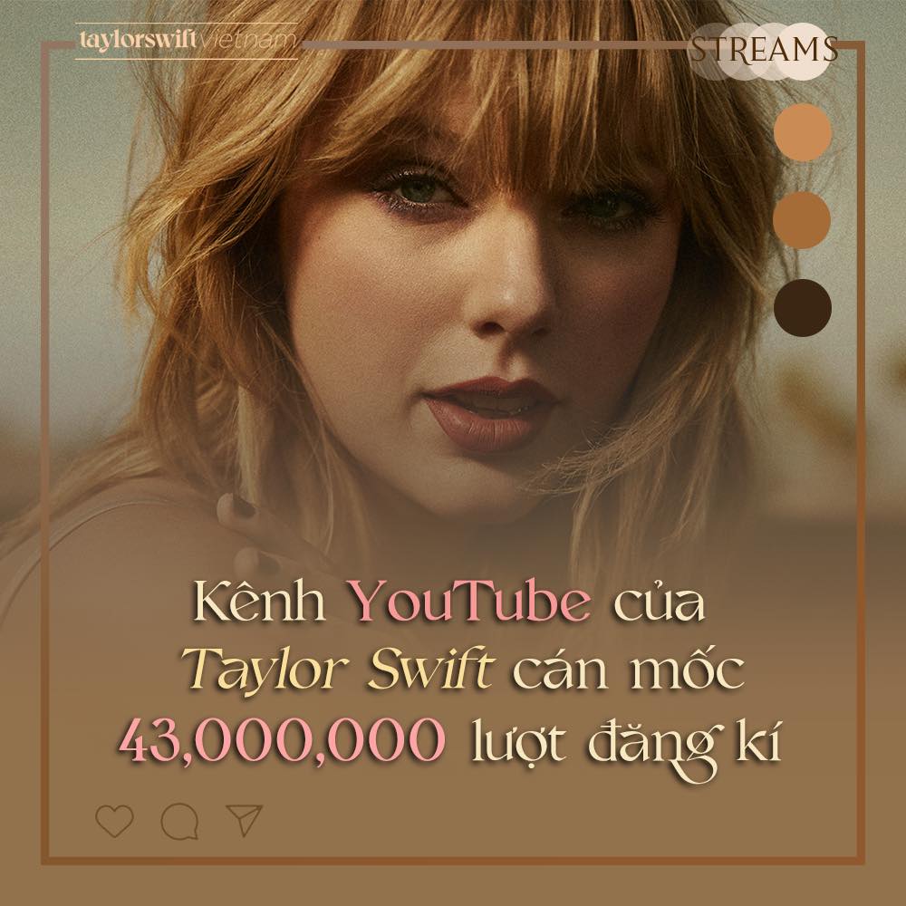 Kênh YouTube của chị đại Taylor Swift đạt 43 triệu subscribers nhưng vẫn phải xếp sau Ariana Grande và một nhóm nhạc Hàn? - Ảnh 2. Kênh YouTube của chị đại Taylor Swift đạt 43 triệu subscribers nhưng vẫn phải xếp sau Ariana Grande và một nhóm nhạc Hàn? - Ảnh 2.