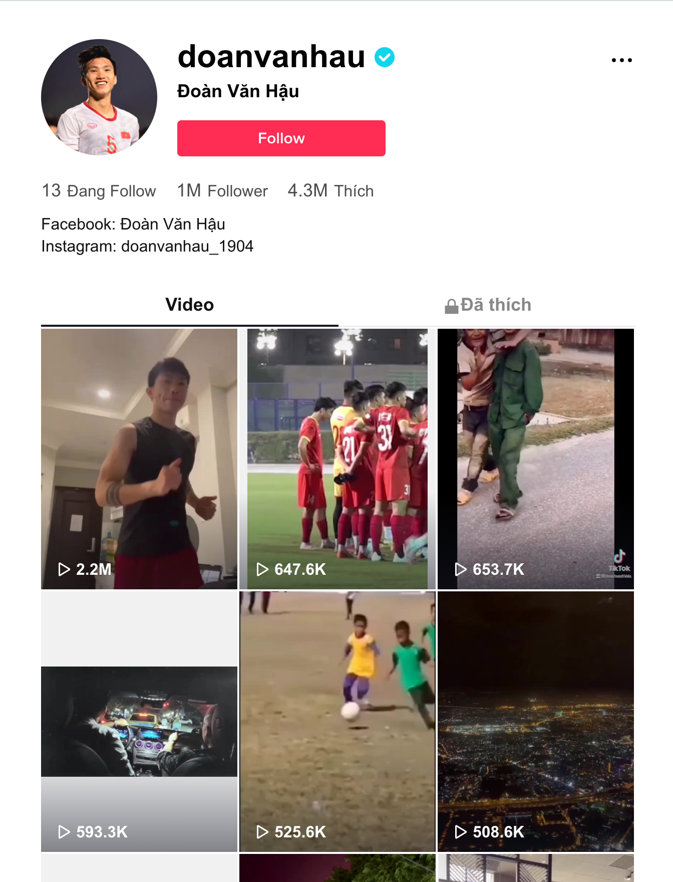 Đoàn Văn Hậu cho Bùi Tiến Dũng lẫn Quang Hải hít khói, trở thành cầu thủ đầu tiên có hơn 1 triệu follower trên cả TikTok, Facebook và Instagram - Ảnh 5. Đoàn Văn Hậu cho Bùi Tiến Dũng lẫn Quang Hải hít khói, trở thành cầu thủ đầu tiên có hơn 1 triệu follower trên cả TikTok, Facebook và Instagram - Ảnh 5.