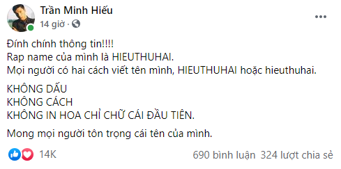 Rapper và việc ghi sai rap name: HIEUTHUHAI thẳng tay block ý kiến trái chiều, tlinh so deep khiến ai không ghi đúng tự... thấy có lỗi! - Ảnh 1.