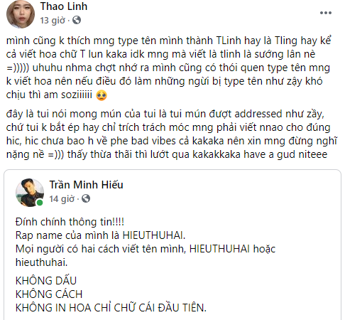 Rapper và việc ghi sai rap name: HIEUTHUHAI thẳng tay block ý kiến trái chiều, tlinh so deep khiến ai không ghi đúng tự... thấy có lỗi! - Ảnh 5.