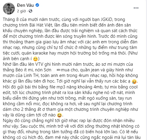 Đen Vâu hồi tưởng ác mộng ngày đầu đi hát: Đứng yên như trời trồng, mắt ngó xuống sàn, tay run, đọc không ra hơi - Ảnh 1.