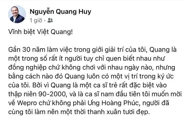 Đạo diễn Quang Huy: Việt Quang là người đầu tiên tôi muốn mời về WePro chứ không phải Ưng Hoàng Phúc - Ảnh 3.