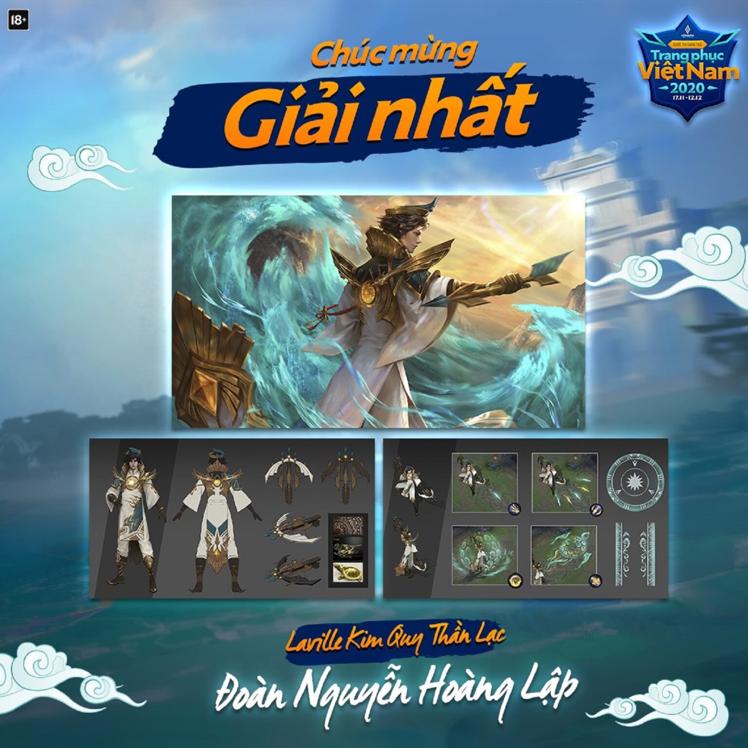 Liên Quân Mobile tiếp tục ưu ái fan Việt, ra mắt trang phục Laville Kim Quy Thần Lạc làm nức lòng người hâm mộ - Ảnh 2. Liên Quân Mobile tiếp tục ưu ái fan Việt, ra mắt trang phục Laville Kim Quy Thần Lạc làm nức lòng người hâm mộ - Ảnh 2.