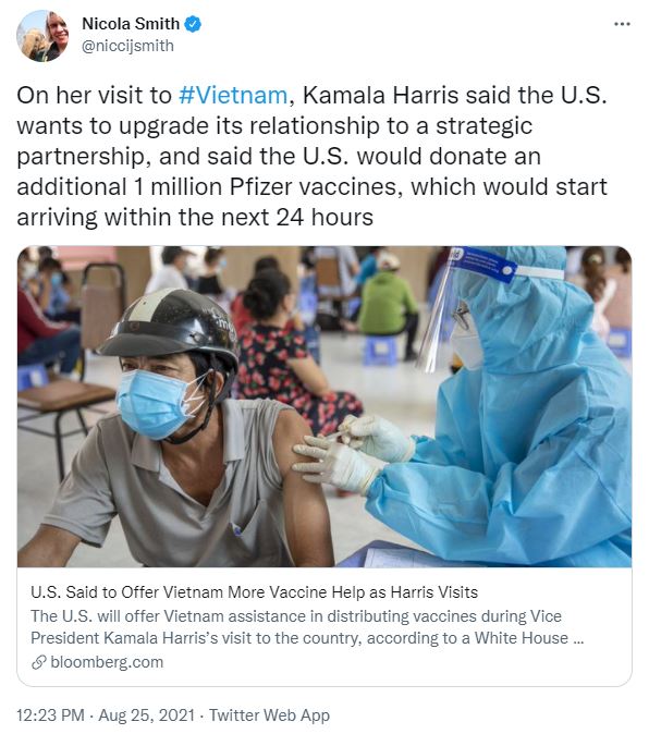 Phó Tổng thống Kamala Harris: Mỹ viện trợ thêm 1 triệu liều vaccine Pfizer cho Việt Nam, đến trong 24 giờ - Ảnh 1.