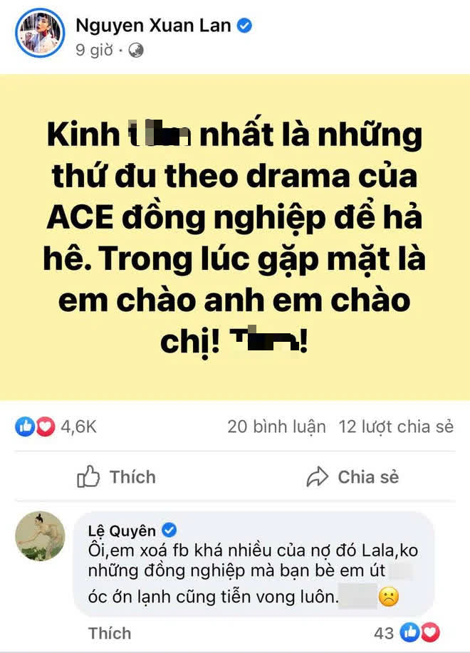 Lệ Quyên phản ứng gắt, thẳng tay xoá sổ ai đó đu theo drama của đồng nghiệp để hả hê - Ảnh 2.