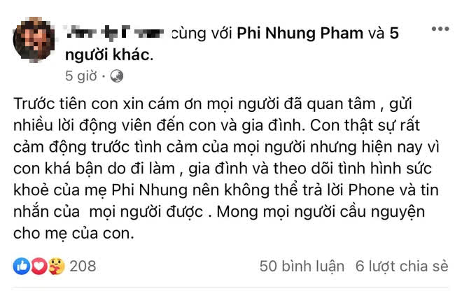 Con gái tại Mỹ có động thái giữa tin đồn Phi Nhung qua đời, tiết lộ mẹ phải thở máy và lọc máu - Ảnh 2.