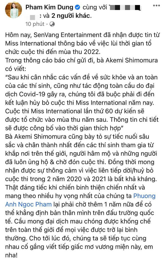 Chính thức huỷ 1 đấu trường sắc đẹp quốc tế danh giá, đại diện Việt Nam tham dự có phản ứng gì? - Ảnh 2.