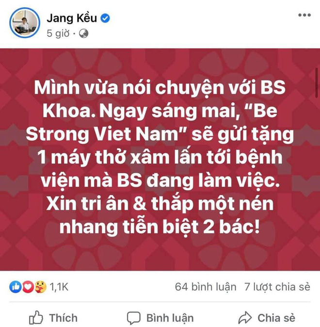 Chủ tịch Quỹ Sống Jang Kều tung đoạn chat trong đêm với bác sĩ Khoa nhường máy thở: Sự vội vàng nhận chỉ trích gay gắt - Ảnh 1.
