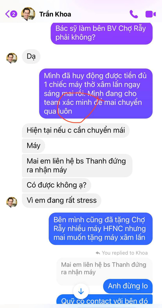 Chủ tịch Quỹ Sống Jang Kều tung đoạn chat trong đêm với bác sĩ Khoa nhường máy thở: Sự vội vàng nhận chỉ trích gay gắt - Ảnh 3.