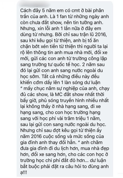 MC Phan Anh lên tiếng trước loạt tin đồn bị cấm sóng, tậu nhà đẹp, xe sang, con học trường quốc tế sau khi kêu gọi từ thiện - Ảnh 2. MC Phan Anh lên tiếng trước loạt tin đồn bị cấm sóng, tậu nhà đẹp, xe sang, con học trường quốc tế sau khi kêu gọi từ thiện - Ảnh 2.