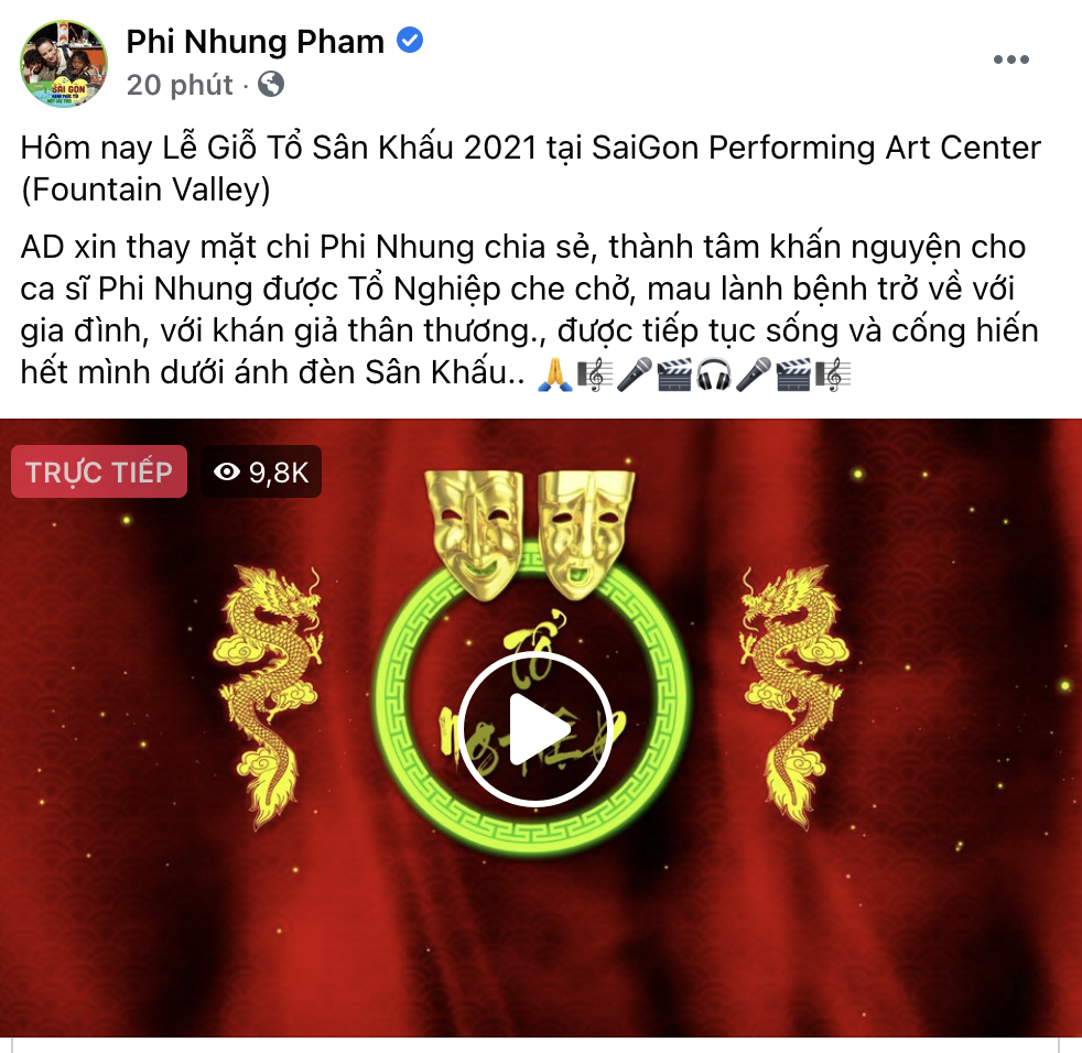 22 ngày Phi Nhung chuyển viện điều trị Covid-19, Facebook chính chủ có chia sẻ đầu tiên - Ảnh 2. 22 ngày Phi Nhung chuyển viện điều trị Covid-19, Facebook chính chủ có chia sẻ đầu tiên - Ảnh 2.