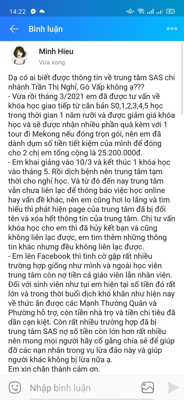 Hàng trăm học viên, giáo viên tố trung tâm ngoại ngữ SAS “lừa đảo” - Ảnh 2.