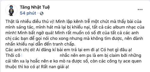 Dân mạng ủng hộ 1 nghệ sĩ Vbiz thưa kiện ngay và luôn: Ai đời bài mình sáng tác lại bị người khác khiếu nại bản quyền? - Ảnh 1.