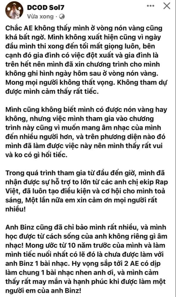 Sol7 bỏ thi Rap Việt vì lý do sức khỏe nhưng lại chạy show mệt nghỉ ở TP.HCM - Ảnh 9. Sol7 bỏ thi Rap Việt vì lý do sức khỏe nhưng lại chạy show mệt nghỉ ở TP.HCM - Ảnh 9.