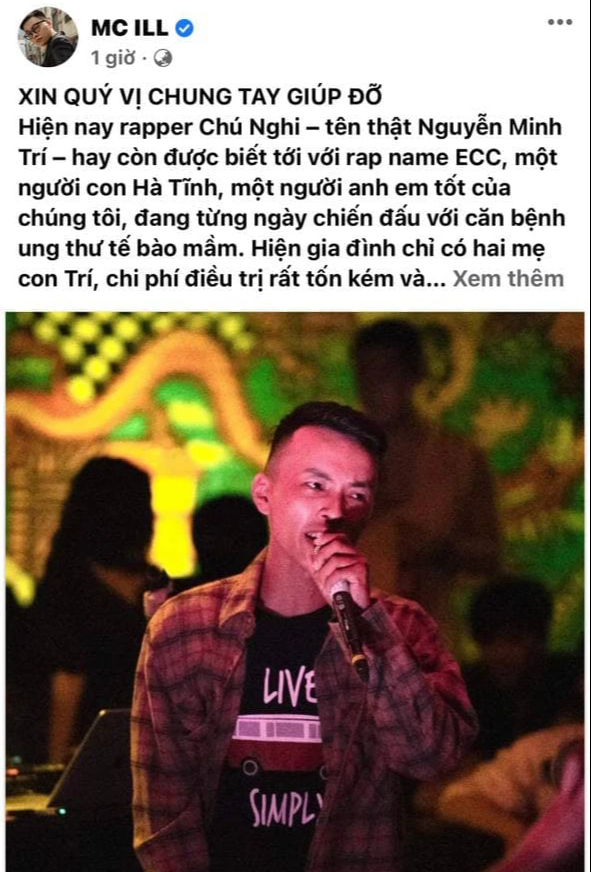 Giám khảo King Of Rap kêu gọi giúp đỡ 1 rapper có tiếng bị ung thư tế bào mầm, nhìn ảnh nhập viện không khỏi xót xa! - Ảnh 1.