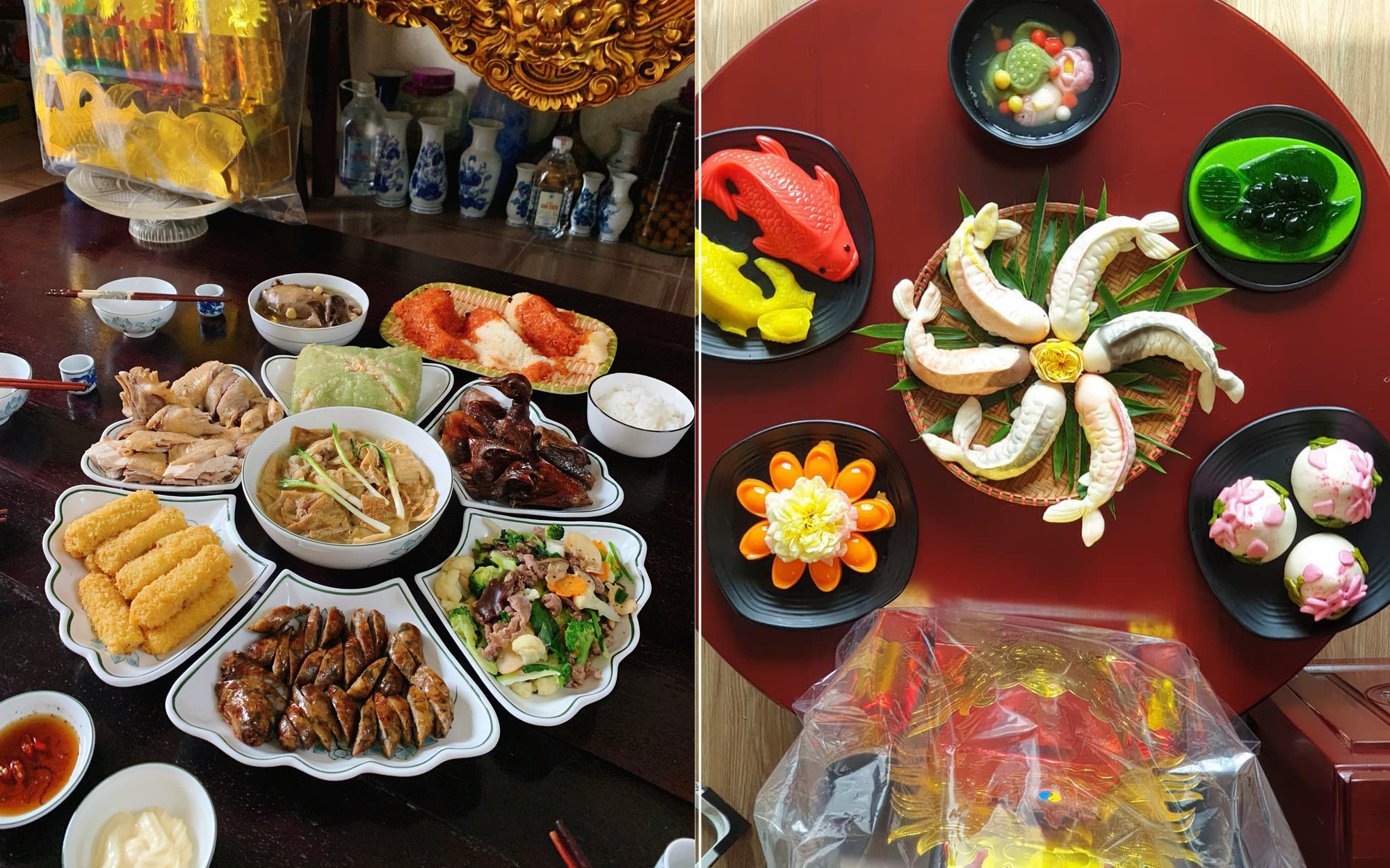 Dân tình thi nhau khoe mâm cơm cúng Ông Công Ông Táo, ấn tượng nhất là "đàn cá chép" của một hội viên yêu bếp