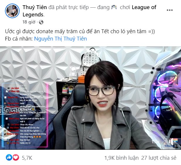 Ước có tiền tiêu Tết, nữ streamer Thuỷ Tiên được fan donate ngay trên sóng livestream hơn cả trăm triệu - Ảnh 1. Ước có tiền tiêu Tết, nữ streamer Thuỷ Tiên được fan donate ngay trên sóng livestream hơn cả trăm triệu - Ảnh 1.