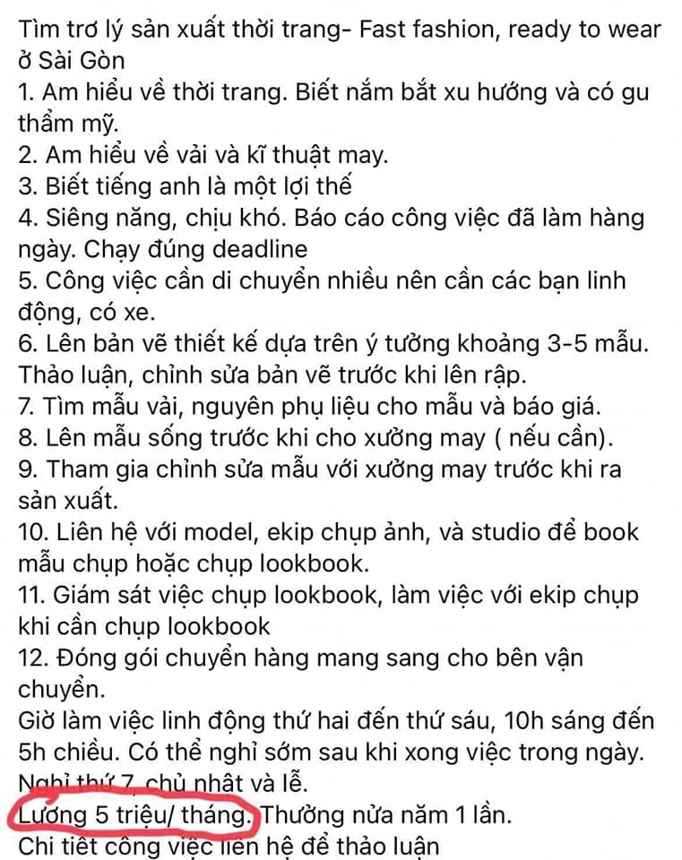 Tin đăng tuyển trợ lý thời trang đang gây sốc: 1001 yêu sách nhưng nhìn mức lương thì không ai cam lòng - Ảnh 2.