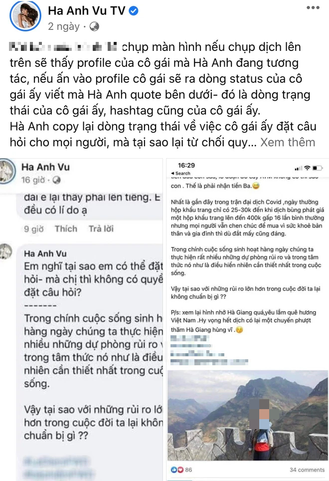 Phản ứng gây phẫn nộ của Hà Anh khi bị tố sử dụng hình ảnh cá nhân trái phép khiến nạn nhân phải khóa Facebook vì sợ tấn công - Ảnh 3.