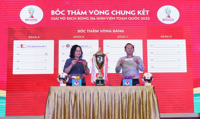 Giải v&ocirc; địch b&oacute;ng đ&aacute; sinh vi&ecirc;n to&agrave;n quốc SV Champions League 2022 tiến h&agrave;nh bốc thăm v&ograve;ng chung kết - Ảnh 1.