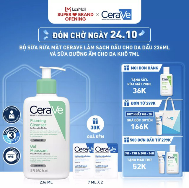 CeraVe tung sale khủng mừng ra mắt gian h&agrave;ng ch&iacute;nh h&atilde;ng: Mỹ phẩm giảm mạnh với hơn 10.000 qu&agrave; tặng hấp dẫn - Ảnh 1.