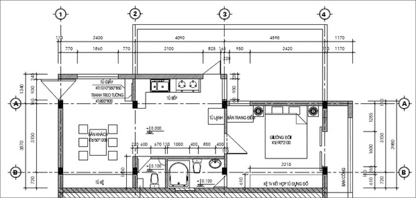 Cải tạo căn hộ 60m2 có 2 phòng ngủ - Ảnh 1.