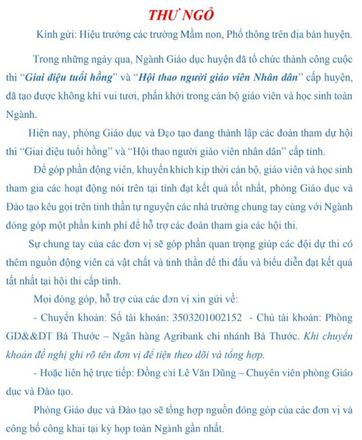 Ph&ograve;ng gi&aacute;o dục k&ecirc;u gọi trường đ&oacute;ng tiền để... dự hội thi do sở tổ chức - Ảnh 2.