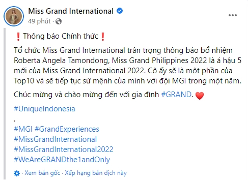 Miss Grand International 2022 công bố người thay vị trí của Á hậu 5 - Ảnh 2.