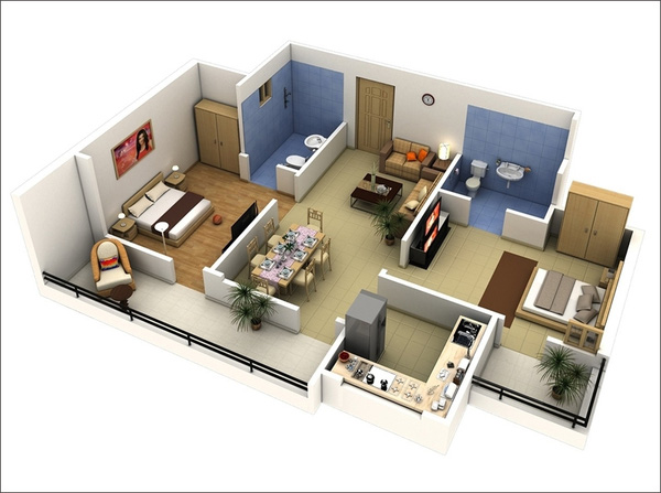 10 mẫu thiết kế căn hộ 2 phòng ngủ khoa học và hợp lý cho gia đình trẻ - Ảnh 5.