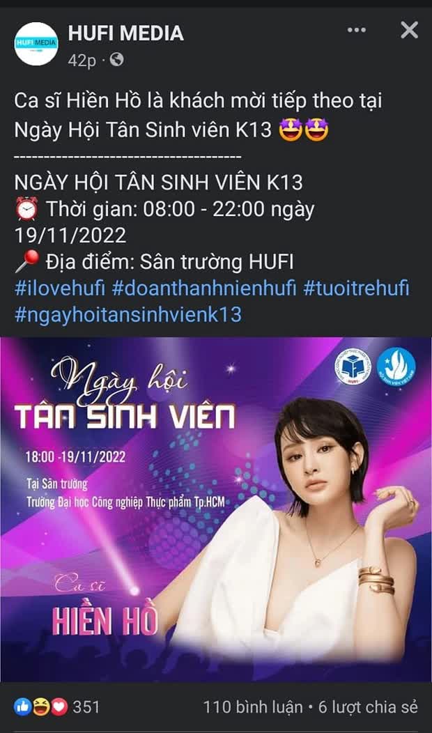 Trường ĐH xin lỗi sau khi mời Hiền Hồ đến đêm nhạc: Chúng tôi đã nghĩ rằng nên cho cô ấy cơ hội sửa chữa lại những gì mà mình đã mắc phải... - Ảnh 1.