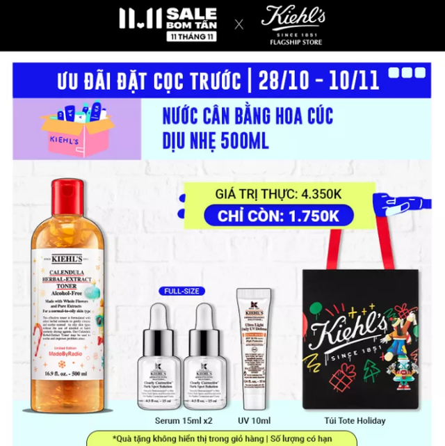 Brand mỹ phẩm cao cấp tung ưu đãi khủng dịp 11/11: Estee Lauder mua 1 tặng 7, combo dưỡng da Kiehls giảm còn 1750k - Ảnh 9.