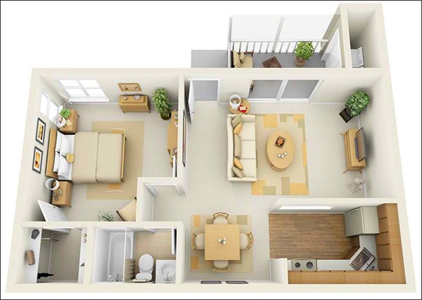 10 mẫu căn hộ một phòng ngủ với thiết kế chuẩn chỉnh - Ảnh 7.