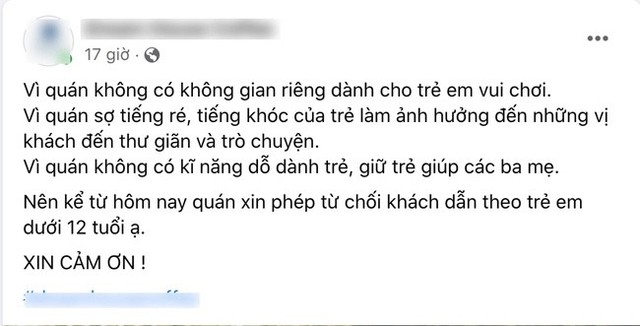 Đại diện quán cà phê “không tiếp trẻ em dưới 12 tuổi” lên tiếng: Đã từng có các bé rủ nhau chọi đá và trúng khách - Ảnh 2.