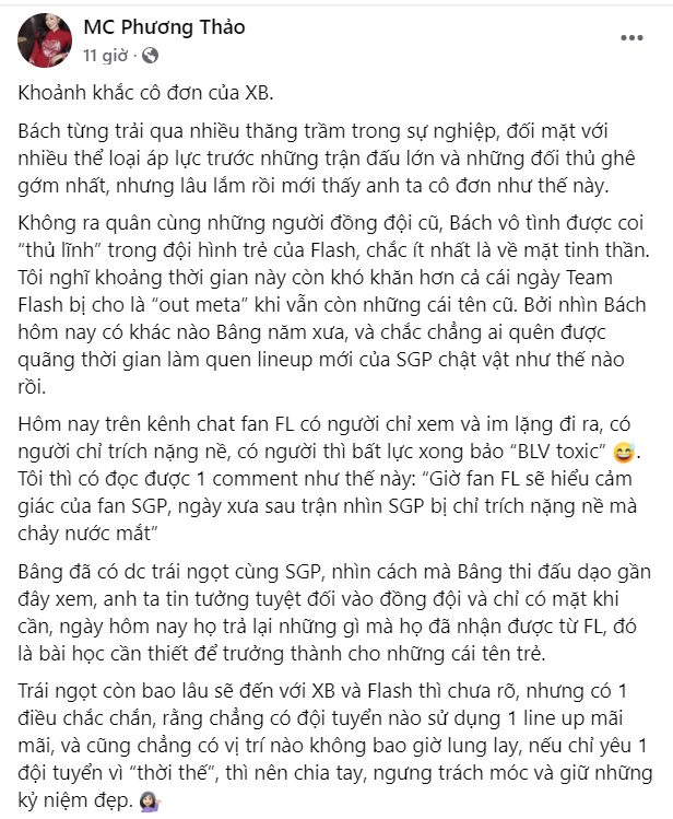 MC Phương Thảo ngậm ngùi chia sẻ về Team Flash sau thất bại: \