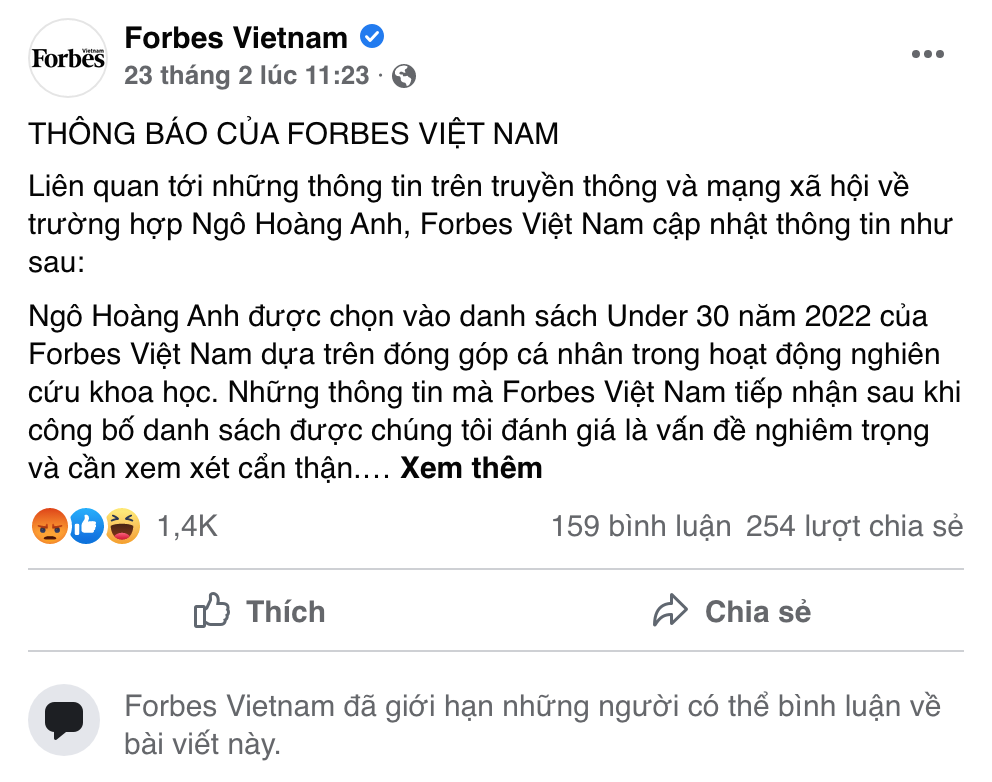 Forbes Việt Nam dọn dẹp fanpage, trực tiếp xử lý những ý kiến trái chiều vụ Ngô Hoàng Anh - Ảnh 3.