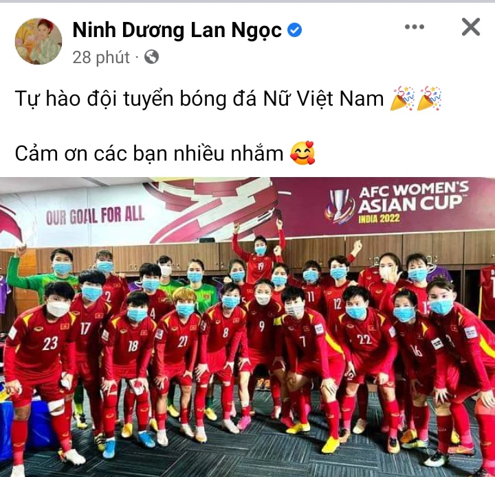 Lan Ngọc, Ngô Kiến Huy và dàn sao Vbiz phủ đỏ mạng xã hội trước chiến tích vào World Cup của ĐT nữ Việt Nam: Quá dữ các bạn ơi! - Ảnh 2.