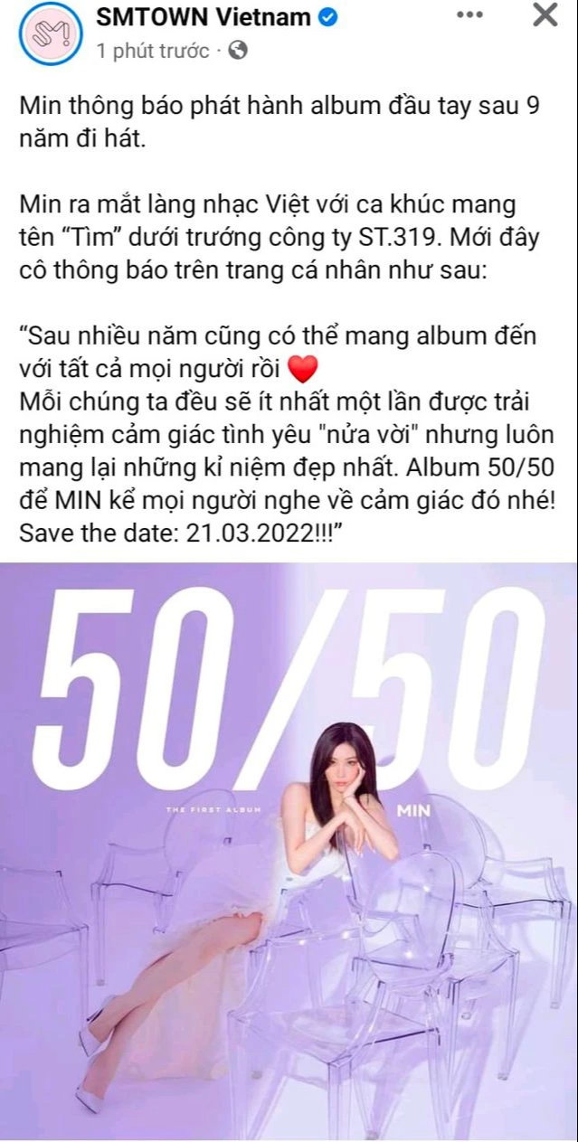 Dân tình ngơ ngác: trang SMTOWN Việt Nam bỗng dưng đăng thông tin về album mới của Min là sao đây? - Ảnh 1.