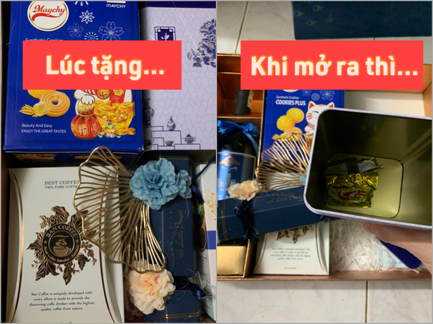 Giỏ quà Tết sau 45 ngày vừa được bóc gây sốc vì: Chocolate đột biến thành tiết lợn, kẹo made in Italy có phụ đề tiếng Việt? - Ảnh 1.