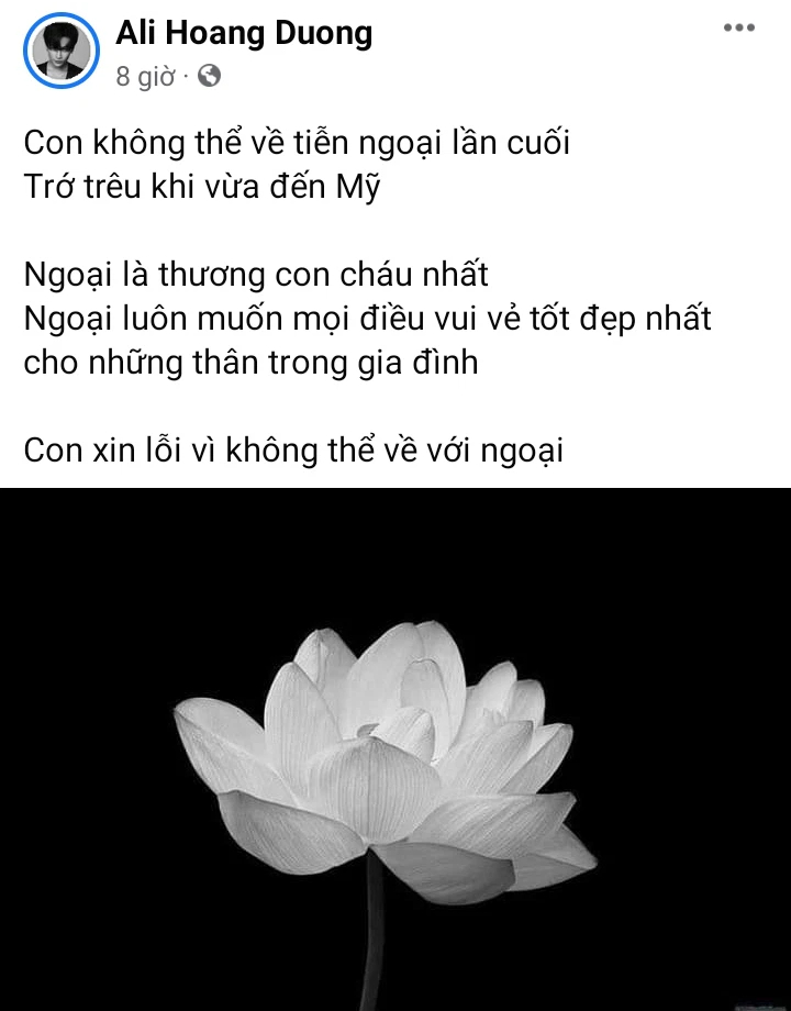 Male singer Vbiz received news of the death of a loved one when he just arrived in the US, a series of Vietnamese stars sent condolences - Photo 2.