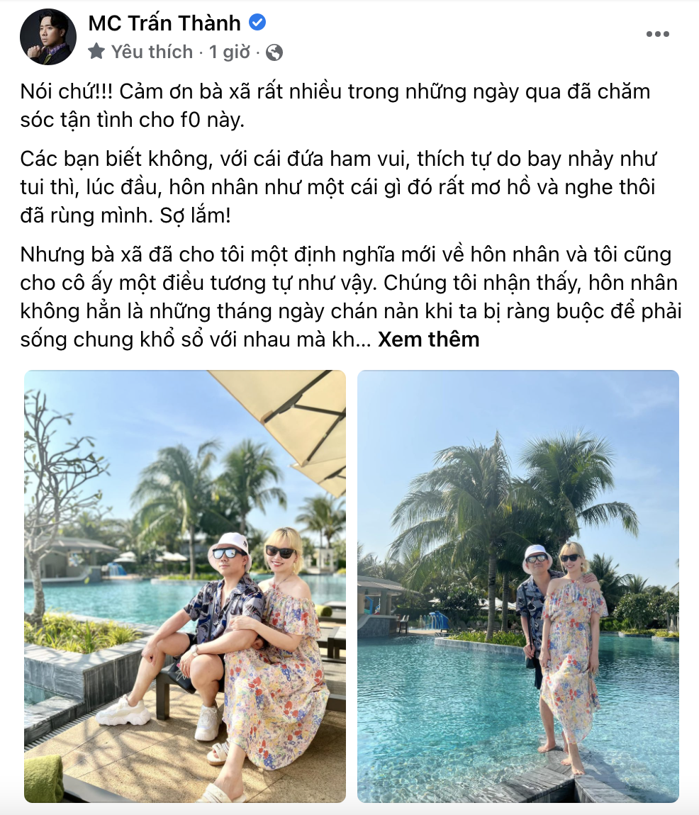 Tran Thanh shared a 180-degree change in time: Ever shivered because of marriage, what message did Hari Won send after recovering from Covid-19? - Photo 2. Tran Thanh shared a 180-degree change in time: Ever shivered because of marriage, what message did Hari Won send after recovering from Covid-19? - Photo 2.