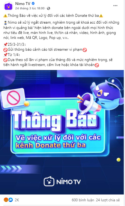 Nền tảng livestream cấm donate bên thứ 3 khiến cả cộng đồng game thủ và nhiều streamer bức xúc, Độ Mixi cũng lên tiếng - Ảnh 1.