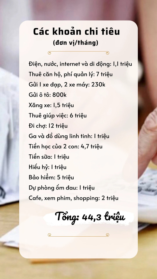 Chi tiêu 44 triệu/tháng cho gia đình 5 người ở Hà Nội, chị vợ quả quyết: Tôi thấy không cao, phải chừng đó mới đủ - Ảnh 3.