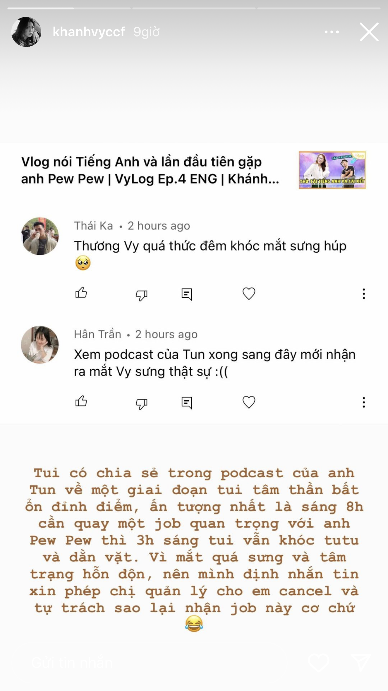 Khanh Vy revealed a time of peak instability: at 3 am crying and vomiting, at 9 am still radiantly going to work because of her mother's strict instructions - Photo 2.