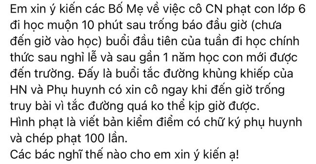 Con vừa trở lại trường, cô giáo có hành động bất ngờ khiến phụ huynh Hà Nội bức xúc, phải đăng đàn xin ý kiến: Liệu cô có quá đáng? - Ảnh 1.