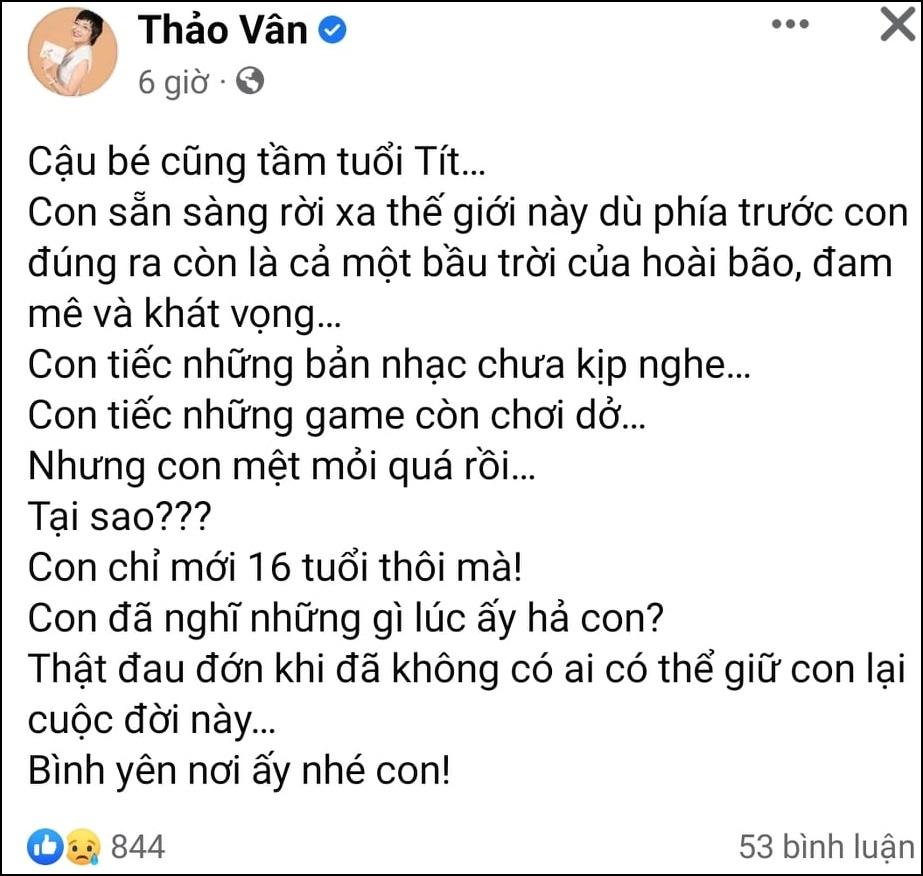 Wowy, Hoàng Oanh và nghệ sĩ Việt nghẹn ngào trước vụ việc đau lòng của nam sinh ở Hà Nội - Ảnh 2.