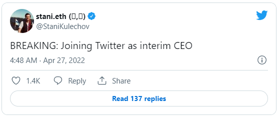 The interim CEO of Twitter is the CEO of AAVE - the pioneering protocol of the DeFi trend?  - Photo 1.