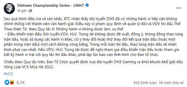 Giữa tâm bão drama, BTC VCS tiếp tục ra thông báo xử phạt - Ảnh 1.