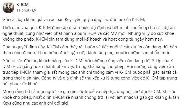 K-ICM tuyên bố sẽ tạm dừng mọi hoạt động kể từ hôm nay! - Ảnh 1.