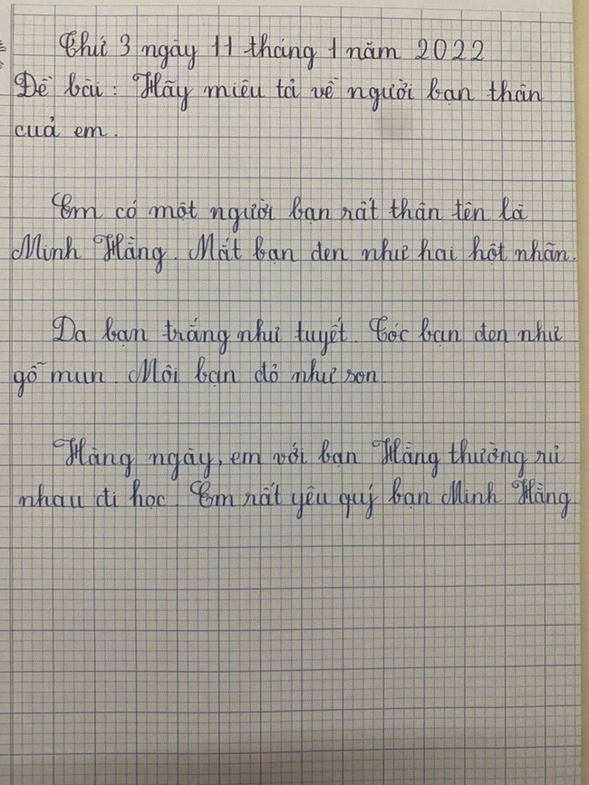 Miêu tả bạn thân, bé gái bê khuôn mẫu công chúa cổ tích vào bài khiến dân mạng cười ngất - Ảnh 1.